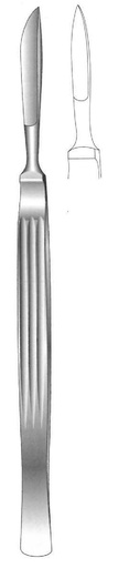 [IU-00287] Cuchillo para disección, sólido con mango acanalado, figura 2 - longitud = 14.5 cm / 5-3/4"