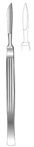 [IU-00288] Dissection knife, solid with grooved handle, Figure 2 - Length = 15 cm / 6 "