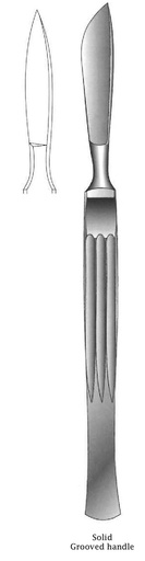 [IU-00371] Cuchillo para disección, sólido con mango acanalado, figura 7 - longitud = 15 cm / 6"