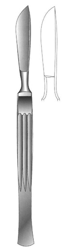 [IU-00367] Cuchillo para disección, sólido con mango acanalado, figura 3 - longitud = 15.5 cm / 6"