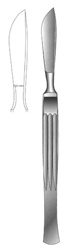 [IU-00368] Dissection knife, solid with grooved handle, Figure 4 - Length = 16 cm / 6-1 / 4 "