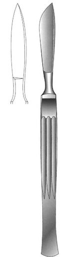 [IU-00372] Dissection knife, solid with grooved handle, Figure 8 - Length = 16 cm / 6-1 / 4 "
