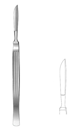 [IU-00282] Dissection knife, solid with grooved handle, Figure 1 - Length = 17 cm / 6-3 / 4 "