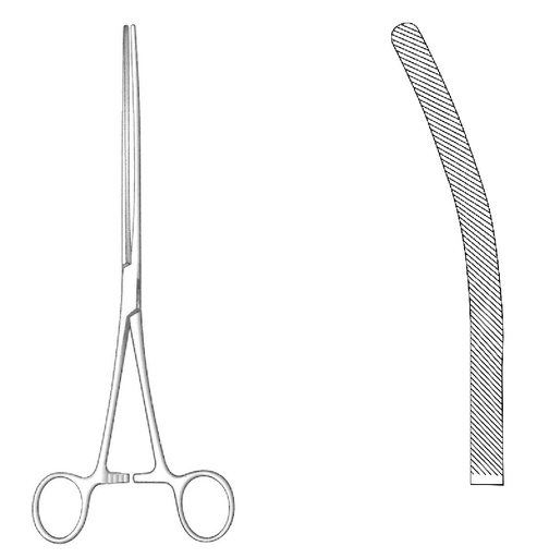 [IU-05597] May-over intestinal clamp, curve-length = 24 cm / 9-1 / 2 "