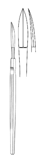[IU-04725] Bisturí for rhinoplasty, solid handle, curved