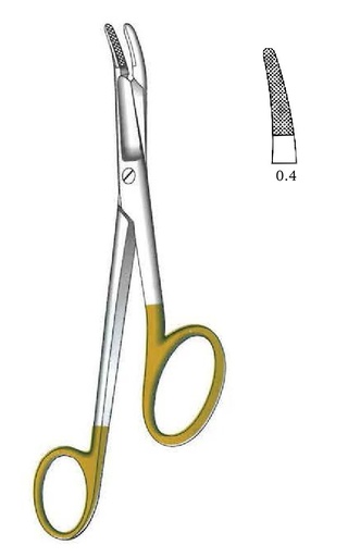 [IU-08688] Gillies needles with scissors, right hand, Gold TC - length = 16 cm / 6-1 / 4 "