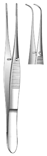 [IU-06386] Pinza para iris de Graefe, fuerte curva, dientes 1:2 - longitud = 10 cm / 4"