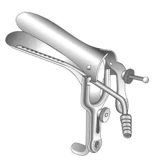[IU-02161] Espéculo vaginal Grave, tubo de succión en la valva inferior - valva = 120 x 35 mm