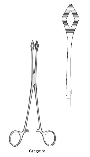 [IU-00932] Succession clamp for organs and tissues gregoire - length = 20 cm / 8 "
