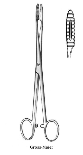 [IU-01078] Gross-Maier Dressing Forceps with ratchet, straight - length = 20 cm / 8"