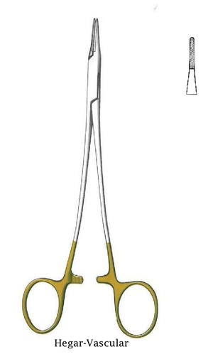 [IU-08653] Hegar-Vascular needle holder, Gold TC-Length = 14 cm / 5-1 / 2 "