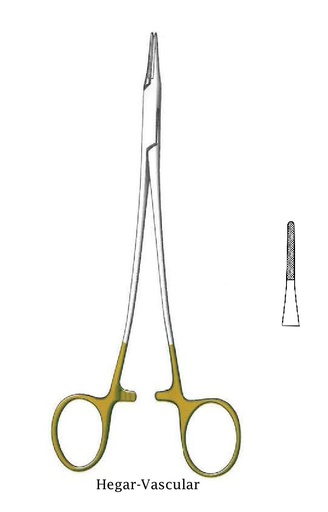 [IU-08655] Hegar -Vascular needle holder, Gold TC - Length = 20 cm / 8 "
