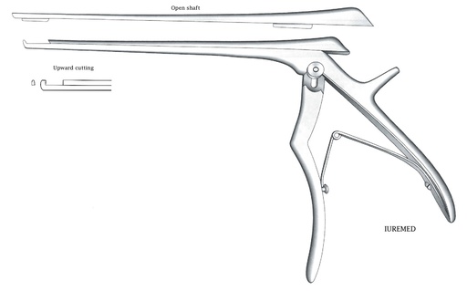 [IU-03583] Pinza para disco intervertebral, corte hacia arriba, ancho = 1 mm - longitud del eje = 15 cm