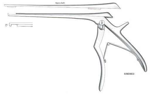 [IU-03604] Pinza para disco intervertebral, corte hacia abajo, ancho = 2 mm - longitud del eje = 15 cm