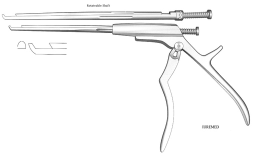 [IU-03579] Pinza para disco intervertebral, eje giratorio, corte hacia adelante, ancho = 6 mm - longitud del eje = 15 cm