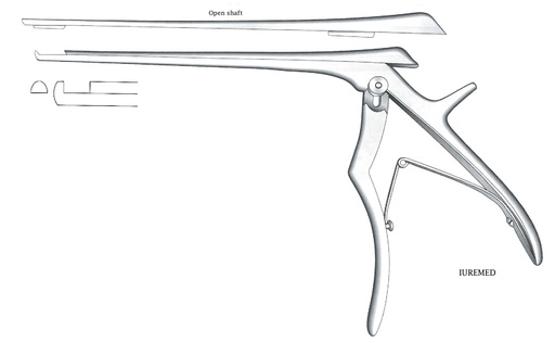 [IU-03598] Pinza para disco intervertebral, corte hacia arriba, ancho = 6 mm - longitud del eje = 15 cm