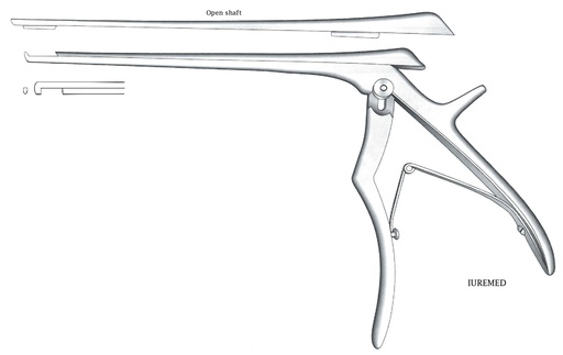 [IU-03602] Pinza para disco intervertebral, corte hacia abajo, ancho = 1 mm - longitud del eje = 18 cm