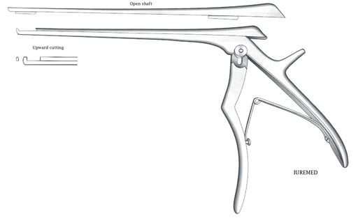 [IU-03584] Pinza para disco intervertebral, corte hacia arriba, ancho = 1 mm - longitud del eje = 18 cm