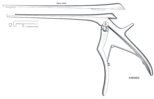[IU-03608] Intervertebral disc clamp, cut down, wide = 3 mm - Axis length = 18 cm