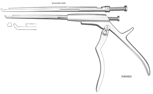 [IU-03577] Intervertebral disc clamp, rotating axis, forward cut, wide = 5 mm - Axis length = 18 cm