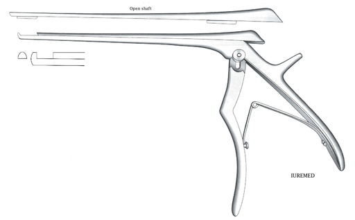 [IU-03596] Pinza para disco intervertebral, corte hacia arriba, ancho = 5 mm - longitud del eje = 18 cm