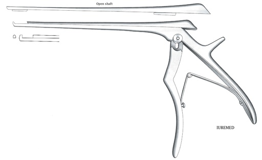 [IU-03588] Pinza para disco intervertebral, corte hacia arriba, ancho = 2 mm - longitud del eje = 20 cm