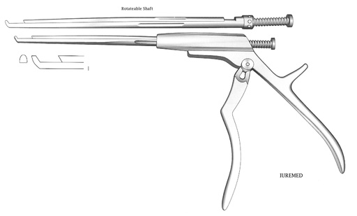 [IU-03575] Pinza para disco intervertebral, eje giratorio, corte hacia adelante, ancho = 4 mm - longitud del eje = 20 cm