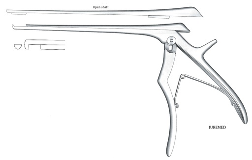 [IU-03615] Pinza para disco intervertebral, corte hacia abajo, ancho = 5 mm - longitud del eje = 20 cm