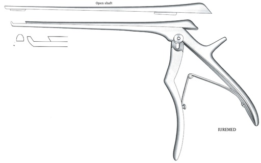 [IU-03633] Intervertebral disc clamp, forward cut, wide = 5 mm - Axis length = 20 cm