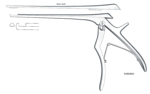 [IU-03600] Pinza para disco intervertebral, corte hacia arriba, ancho = 6 mm - longitud del eje = 20 cm