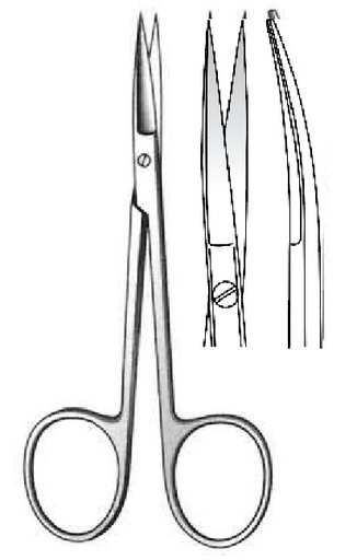[IU-02750] Fine surgical scissors, sharp, curve, flat - length = 10.5 cm / 4-1 / 4 "