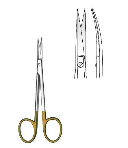 [IU-08451] Iris gum scissors, curve, Gold TC - length = 11.5 cm/4-1/2 "