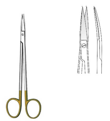 [IU-08467] Kelly gum scissors, curved, Gold TC - length = 16 cm / 6-1 / 4 "