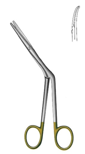 [IU-08547] Knight nasal scissors, left curve, Gold TC