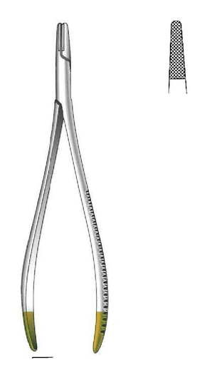 [IU-08704] Langenbeck Needle Holder, TC Gold - length = 18 cm / 7"