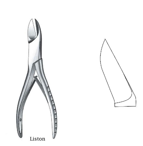 [IU-08136] Cutting clamp Liston bone, curve - length = 22 cm / 8-3 / 4 "