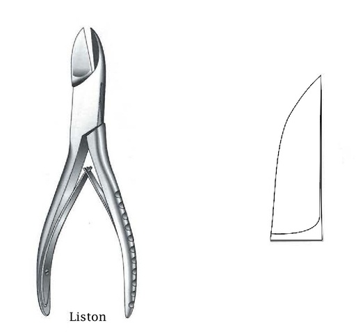 [IU-08132] Pinza cortante para hueso Liston, recta - longitud = 22 cm / 8-3/4"