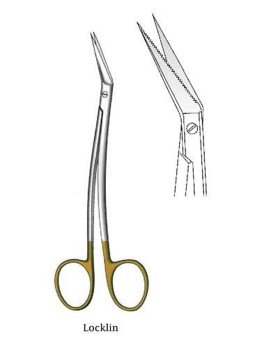 [IU-08473] Locklin gum scissors, curved rod, Gold TC