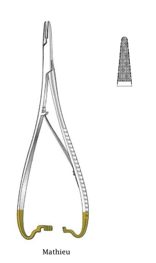 [IU-08700] Porta agujas Mathieu, perfil mini, TC Gold - longitud = 20 cm / 8"