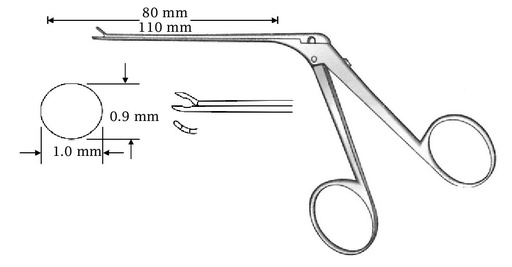 [IU-04526] Micro clamp for ear, right, black finish, diameter = 0.9 x 1.0 mm - Axis length = 110 mm