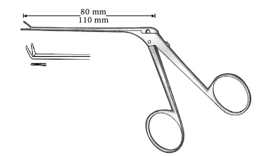 [IU-04553] Micro clamp for hearing, curved up - Axis length = 110 mm