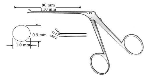 [IU-04521] Micro clamp for ear, curved up, black finish, diameter = 0.9 x 1.0 mm - Axis length = 80 mm