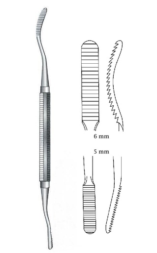 [IU-07155] Lima for Miller-Colburn bones, flat tooth, wide = 5 mm and 6 mm-length = 18.5 cm / 7-1 / 4 "