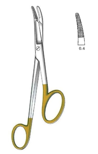 [IU-08692] Mini Gillies needles, left hand, Gold TC - length = 12 cm / 4-3 / 4 "