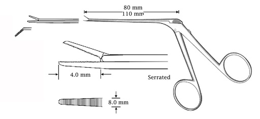 [IU-04480] Micro clamp for ear, left, dentate - length = 110 mm