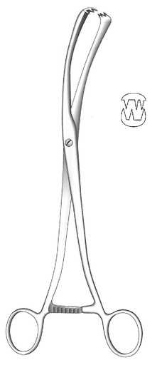 [IU-01802] Pinza de tenáculo Museux, curva, ancho = 11 mm