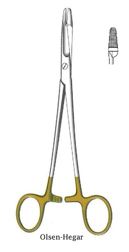 [IU-08680] Porta agujas Olsen-Hegar, TC Gold - longitud = 16 cm / 6-1/4"