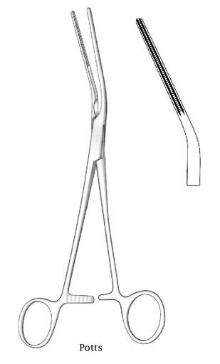 [IU-03945] Pinza vascular multipropósito Potts, ángulo a la izquierda - longitud = 21 cm / 8-1/4"