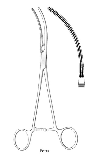 [IU-03947] Pinza vascular multipropósito Potts, curva - longitud = 22 cm / 8-3/4"