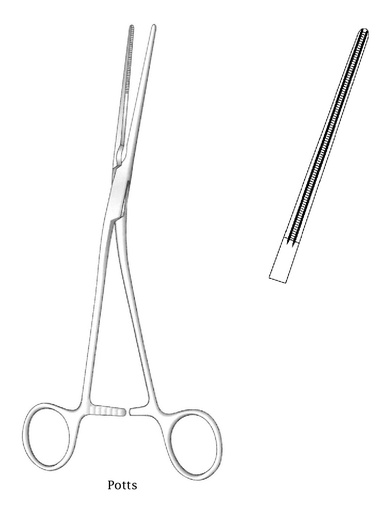 [IU-03944] Pinza vascular multipropósito Potts, ángulo a la derecha - longitud = 22 cm / 8-3/4"